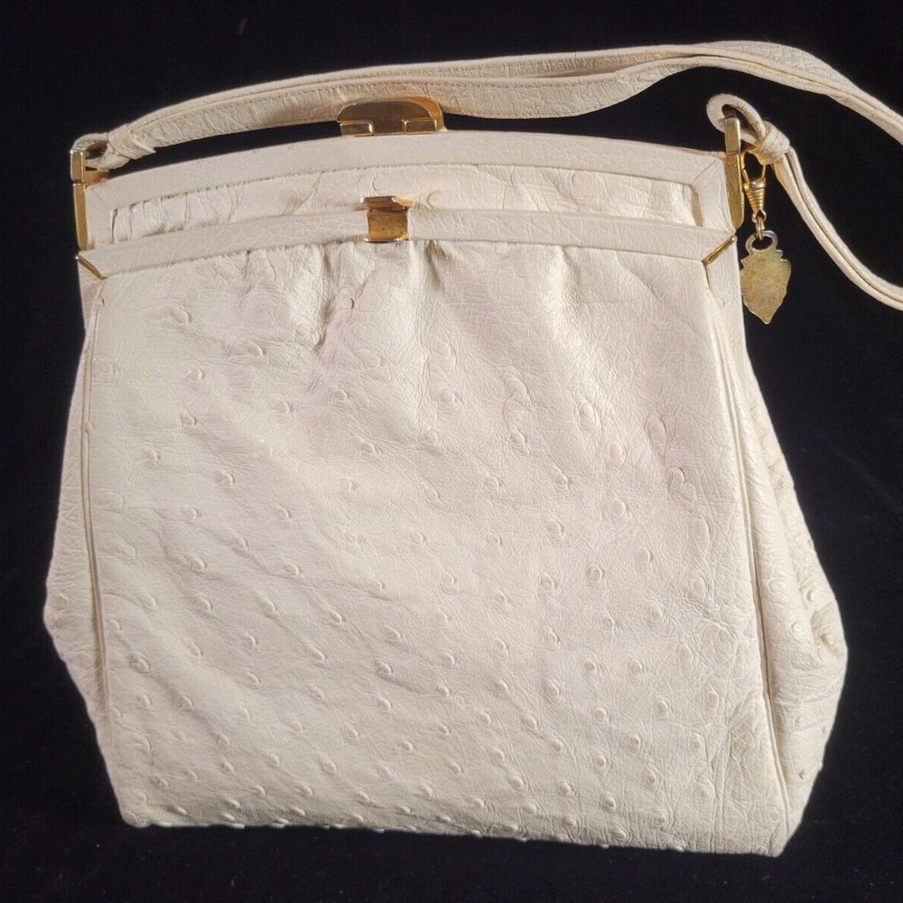 Extremely Rare Ivory White Ostrich Leather Gucci Bag from 1963 - Picture 2 of 13